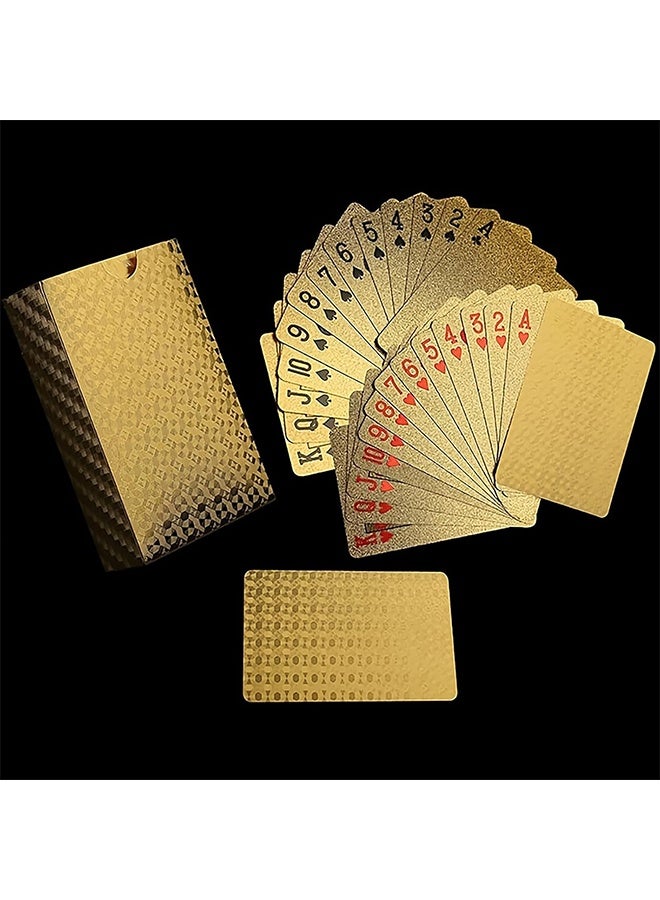 واي جيه مجموعة أوراق لعب مطلية بالذهب عيار 24 قيراط مع صندوق خشبي مجاناً - Image 1